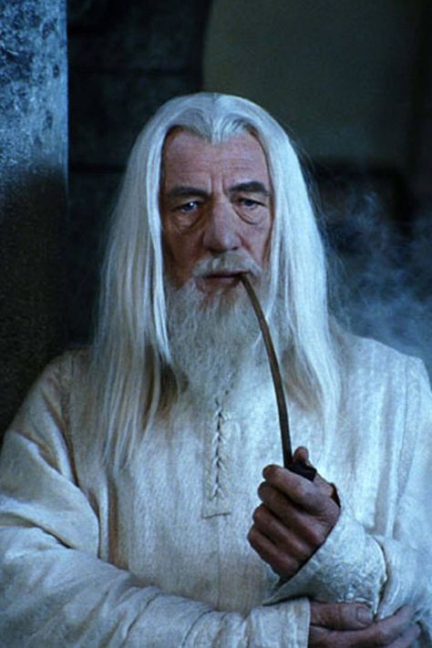 [b]Film:[/b] The Lord Of The Rings [b]Character:[/b] Gandalf The White [b]Played by:[/b] Ian McKellan After Gandalf The Grey falls into a fiery pit and spars with a demon, he is reincarnated as Gandalf The White and also suddenly sports amazing silken white locks. Lotr Gandalf, Fantasy Knight, Lord Of Rings, Gandalf The White, John Howe, Concerning Hobbits, Gandalf The Grey, Ian Mckellen, The Two Towers