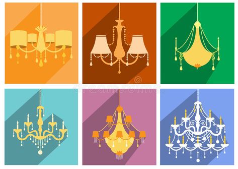 Chandelier Illustration, Chandelier Art, Vector Silhouette, Luxury Chandelier, Flat Icon, Set Free, Vector Illustrations, Eps Vector, Flat Design