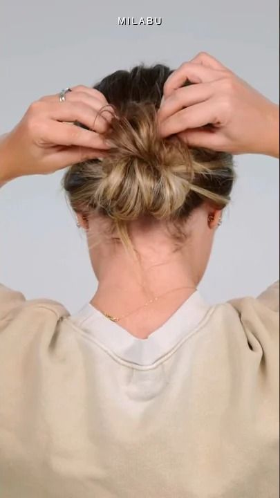 The easiest low messy bun. All you need is a stretchy hair tie to get the job done. My favorites are from the brand Gimme Beauty. They offer hair ties for di... Low Messy Bun, Low Messy Buns, Hair Tricks, Twist Bun, Hair Tie, Messy Bun, Get The Job, Weeding, My Favorites