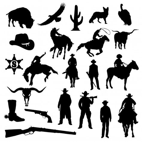 Cowboy far west america silhouette clip art vector Premium Vector Cowboy Silhouette, Cowboy Sillouhette, Silouhette Cowboy, Cowboy Horse Silhouette, Cowboy Sunset Silhouette, Cowboy On Horse Silhouette, Texas Cowboys, Shadow Sticks, Silhouette Clip Art