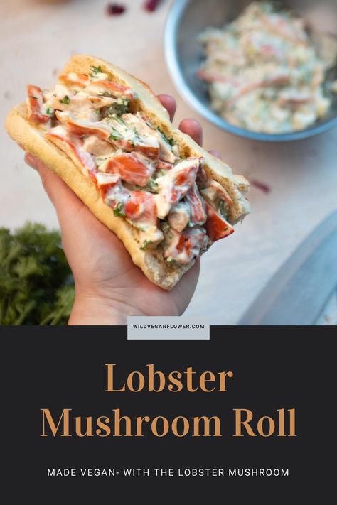 Lobster Mushroom Recipes Vegan, Vegetarian Lobster Roll, Vegetarian Seafood, Seafood Mushroom Recipes, Vegan Lobster, Vegan Lobster Roll, Vegan Seafood, Lobster Mushroom Recipes, Lobster Mushroom