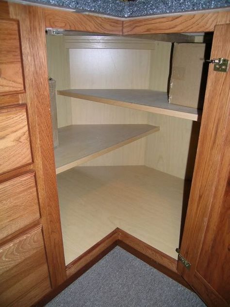 Image result for corner base cabinet ideas Kitchen Corner Cupboard, Corner Base Cabinet, Corner Storage Cabinet, Corner Kitchen Cabinet, Corner Pantry, Kabinet Dapur, Corner Cupboard, Utensil Storage, Corner Storage