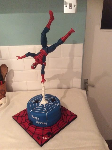 Spiderman Lego Cake, Spiderman Cake Designs For Kids, Spider Man Theme Cake Design, Simple Spiderman Cake Design, Sweet 16 Spiderman Cake, Web Cake Spiderman, Spiderman And Unicorn Cake, Diy Unicorn Cake, Superhero Party Decorations