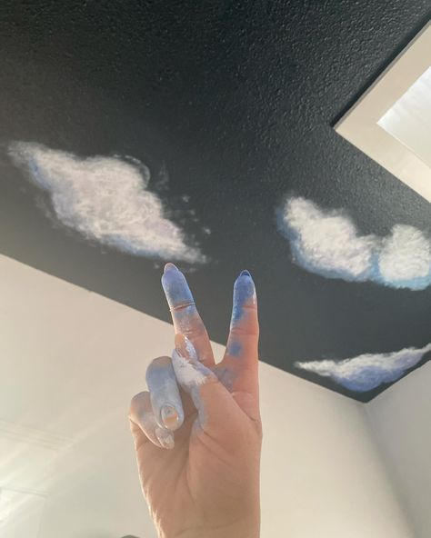 @behrpaint I’m #painting a #starry #sky on my #entryway #ceiling and thought the #progress on these #acrylicpainting #clouds was #cute especially with my #artistsoninstagram #painthands #diy #spongepainting Acrylic Paint Clouds, Entryway Ceiling, Painting Clouds, Sponge Painting, Cloud Painting, Painted Ceiling, Starry Sky, Acrylic Paint, Acrylic Painting