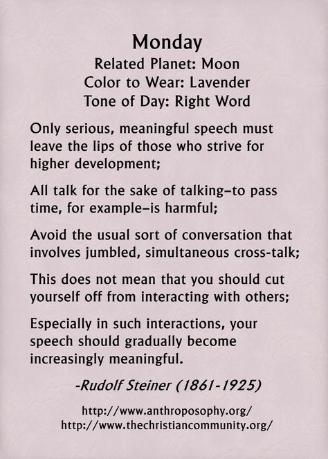 Rudolf Steiner on the energy of Monday Music And Architecture, Rudolph Steiner, Steiner Waldorf Education, Education Philosophy, Waldorf Curriculum, Steiner Waldorf, Color Theory Art, Middle School Writing, Waldorf School