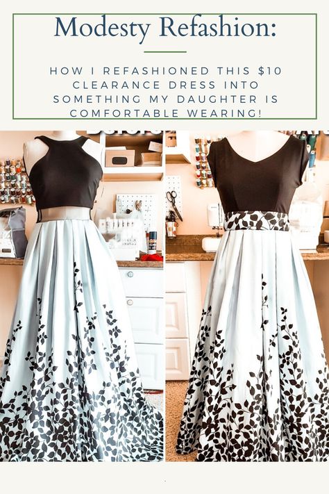 Upcycle Prom Dress, Dress Upcycle Diy, Upcycled Prom Dress, Diy Clothes Refashion Upcycling, Dress Upcycle, Godet Dress, Conservative Fashion, Clothing Upcycle, Diy Clothes Refashion