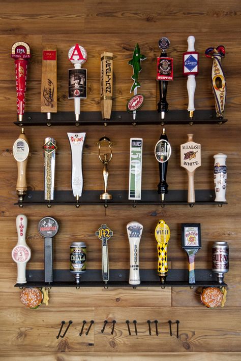 Beer Tap Display, Beer Tap Handles Display, Tap Handle Display, Beer Room, Burger Kitchen, Tap Wall, Beer Box, Bar Tap, Kind Bars