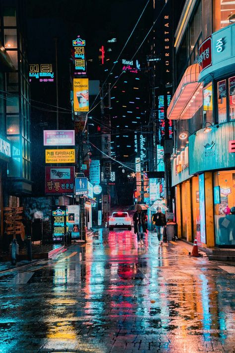 Seoul Night, Seoul Korea Travel, Arte 8 Bits, Cyberpunk City, Korea Travel, City Photography, Night City, Night Aesthetic, City Aesthetic