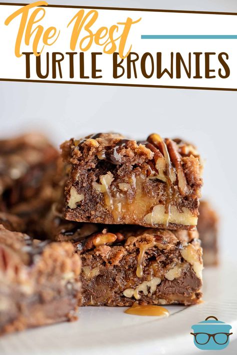 This recipe for Turtle Brownies are not only scrumptious, they are incredibly easy to make with delicious layers of chocolate and caramel! Turtle Brownie, Cake Mix Brownies, Turtle Brownies, German Chocolate Cake Mix, Chocolate And Caramel, Country Cook, The Country Cook, Caramel Pecan, Cake Bars