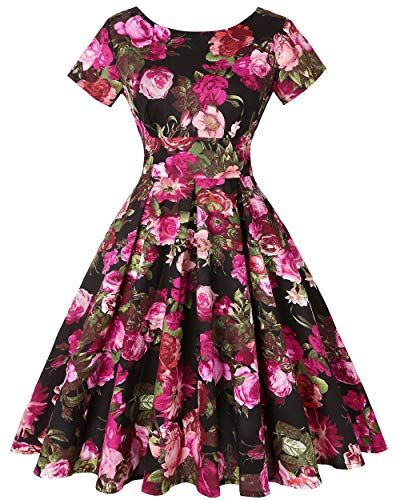 1950s Style Short Sleeve Floral Dress, Pink Retro Vintage Dress With Floral Print, Spring Rockabilly A-line Vintage Dress, 1950s Style Floral Print A-line Dress, 1950s Style Floral Print A-line Vintage Dress, Short African Dresses, Pin Up Dresses, Classy Dress Outfits, Lovely Dresses