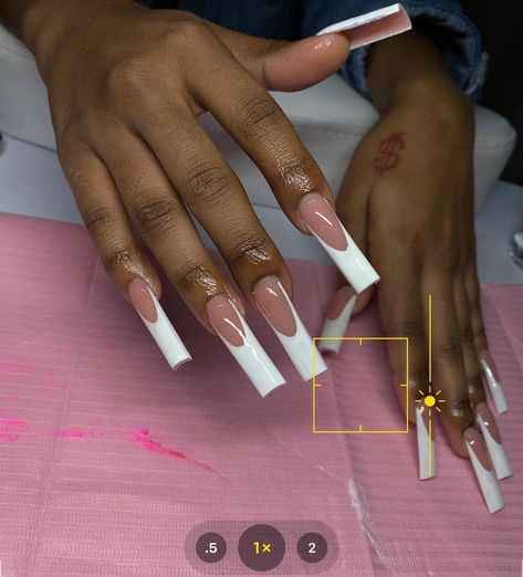 French Nails Long, Nails Long Acrylic, Vday Nails, Long Acrylic Nail Designs, Drip Nails, French Tip Acrylic Nails, Exotic Nails, Long Acrylic, Long Square Acrylic Nails