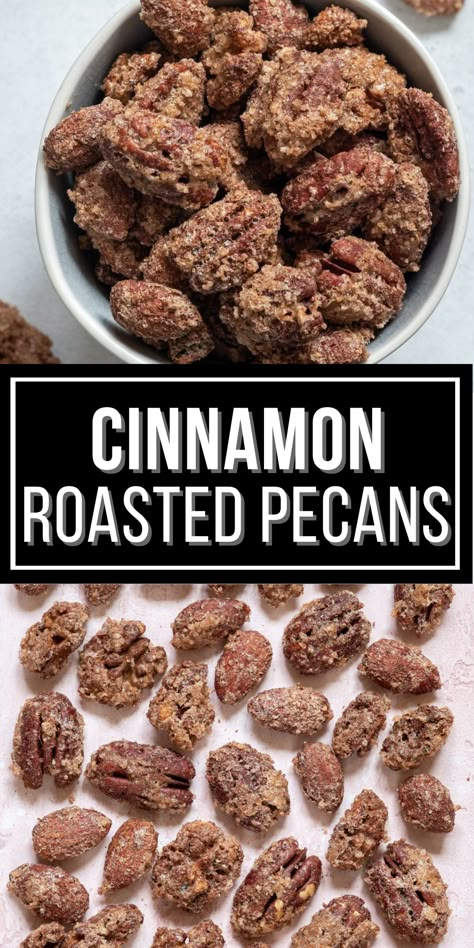 Cinnamon Roasted Pecans are magical. When you combine the buttery-ness of the pecans with the sweetness of the sugar and warmth of the cinnamon.  It makes for an incredible snack or gift.