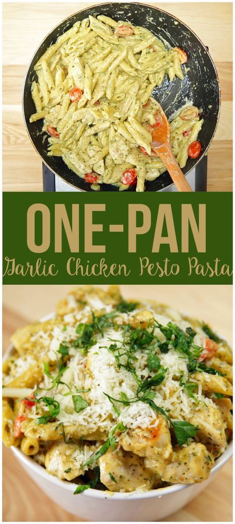 Pesto Pasta Dishes, Pesto Pasta Recipes Chicken, Supper Meals, Chicken Pesto Pasta, Garlic Pesto, Quick Dinner Ideas, One Pan Pasta, Pesto Pasta Recipes, Chicken Pesto