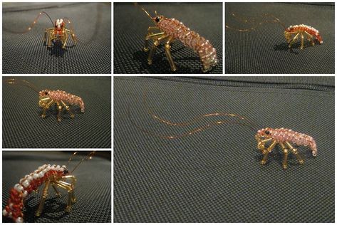 Chaquira shrimp 2 by https://www.deviantart.com/freetobe on @DeviantArt Seed Bead Shrimp, Tent Craft, Neat Gift Ideas, Ruffle Beading, Wire Diy, Jewerly Beads, Brick Stitch Earrings, Seed Beading, Link Design