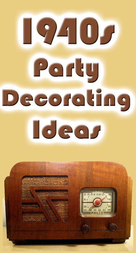 Unique 1940s theme party decorating ideas - go beyond the expected....                                                                                                                                                                                 More 40s Party Decorations, 1940s Birthday Party Ideas, 1940s Party Theme Vintage Style, 1940s Decorations Party, 1940s Themed Wedding, 1940s Themed Birthday Party, 40s Party Theme, 40s Themed Birthday Party, 1940s Party Decorations