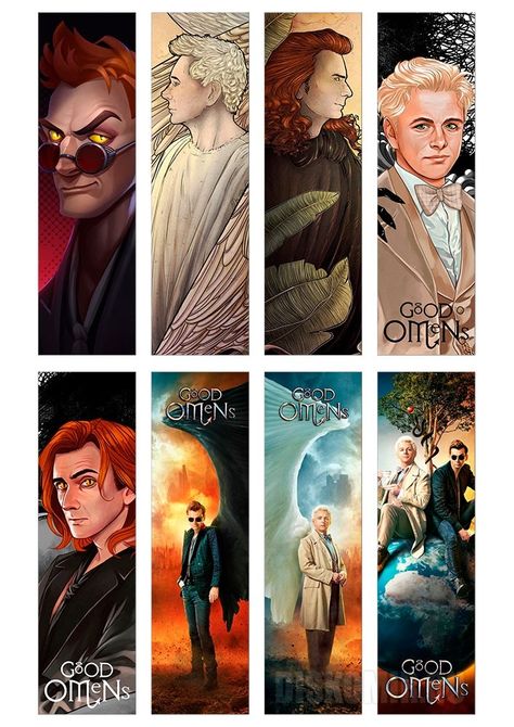 Good Omens Bookmark, Terry Pratchett Discworld, Good Omens Book, Ineffable Husbands, Ange Demon, Good Omens, Michael Sheen, Book Art Drawings, Paper Dolls