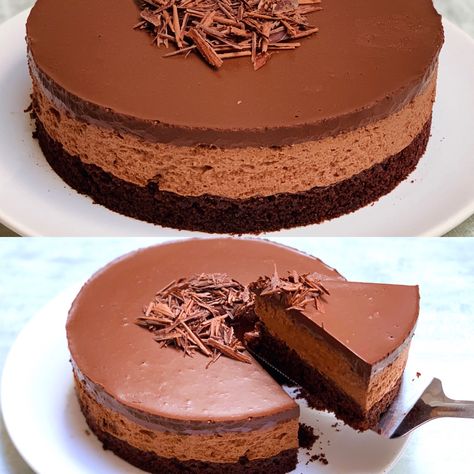 Today it’s how to make chocolate mousse cake recipe, This Chocolate Mousse Cake recipe is a classic! With layer of moist chocolate cake and layer of smooth and creamy chocolate mousse, all covered in dark chocolate. This mousse cake recipe so delicious & satisfying, you will enjoy every bites of it. #mousse #moussecake #chocolatemoussecake #cake #cakes #cake #instagood #instagram #instadaily #youtube #youtube #youtubers Triple Chocolate Mousse, Triple Chocolate Mousse Cake, Chocolate Mousse Cake Recipe, Easy Chocolate Mousse, Mousse Cake Recipe, Chocolate Mousse Cake, Birthday Cake Recipe, Moist Chocolate Cake, Mouse Cake