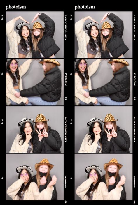 Pose For Photobooth, Photobooth Friends Aesthetic, Best Friend Photo Booth, Photobooth Pictures With Friends, Photo Booth Ideas Poses, Photobooth Pose Ideas, Photobooth Poses Friends, Photobooth With Friends, Photobooth Pose