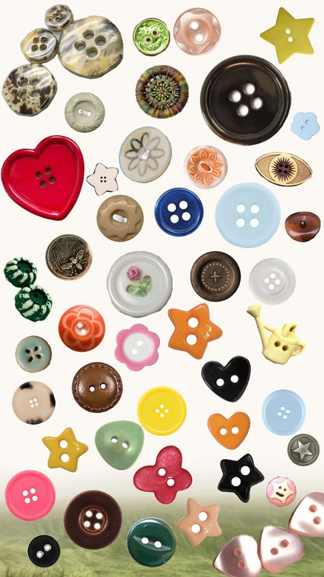 Randon assortment of buttons Drawing Fillers, Nail Charm Ideas, Buttons Aesthetic, Button Wallpaper, Buttons Illustration, Button Collage, Button Drawing, Buttons Png, Button Aesthetic