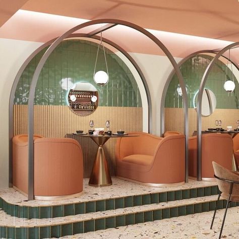 FOCUS ON: CIRCLES & CURVES — CLAIRE HEFFER DESIGN Deco Spa, Restaurant Concept, Bar Interior, Coffee Shop Design, Cafe Interior Design, Restaurant Interior Design, Commercial Interior Design, Hospitality Design, Restaurant Interior