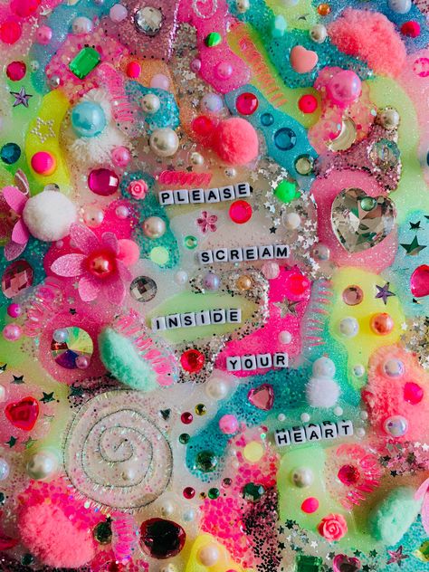 Kitschy Crafts, Rachel Burke, Abstract Embroidery, Maximalism, Funky Art, Artsy Fartsy, Embroidery Art, Resin Art, Art Pictures