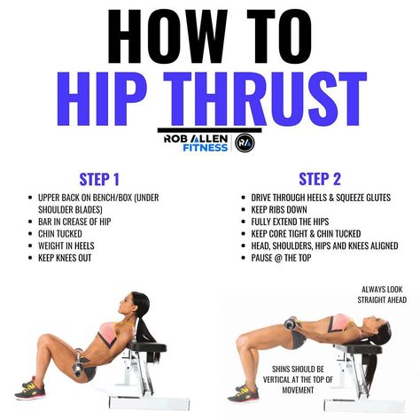 🍬How to Hip Thrust 🍬 . Follow @roballenfitness for more fitness/nutrition info 💥 . Hip thrusts should be a staple in any leg day/gluteday.… Glutes Day, Hip Thrust Workout, Glute Muscles, Hip Thrusts, Yoga Motivation, Hip Thrust, Leg Day, Lower Body Workout, Glutes Workout