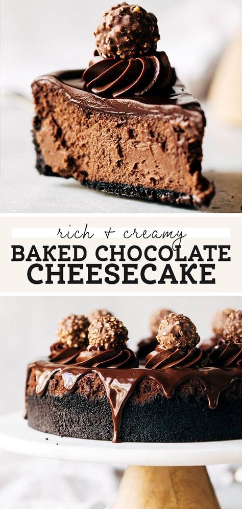 Baked Chocolate Cheesecake, Best Chocolate Cheesecake, Double Chocolate Cheesecake, Chocolate Cheesecake Recipe, Triple Chocolate Cheesecake, No Bake Chocolate Cheesecake, Chocolate Cheesecake Recipes, Homemade Cheesecake, Cheesecake Chocolate