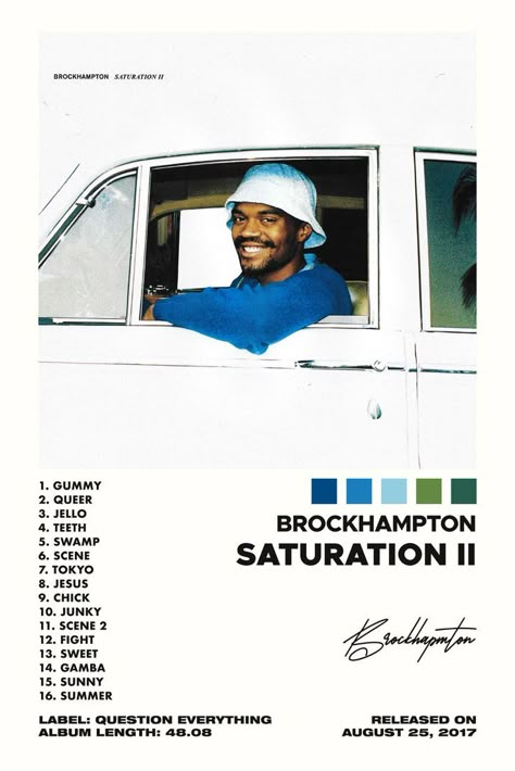 Brock Hampton Album Cover, Brockhampton Album Cover, Saturation Brockhampton, Brockhampton Poster, Music Poster Bedroom, Allen Stone, Poster Moodboard, Album Tracklist Poster, Sunny 16