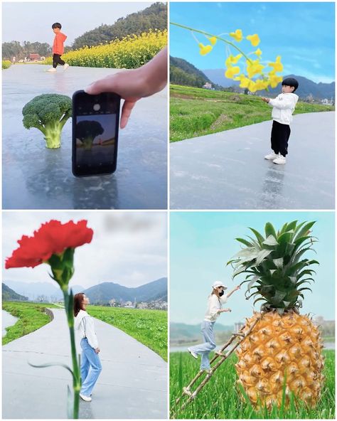 Easy picture tricks!📸 | image | Easy picture tricks!📸 | By Lilyon Trick Photography Ideas Simple, Photo Tricks Creative, Picture Tricks, Wide Photography, Illusion Fotografie, Forced Perspective Photography, Trick Pictures, Illusion Photography, Photo Tricks