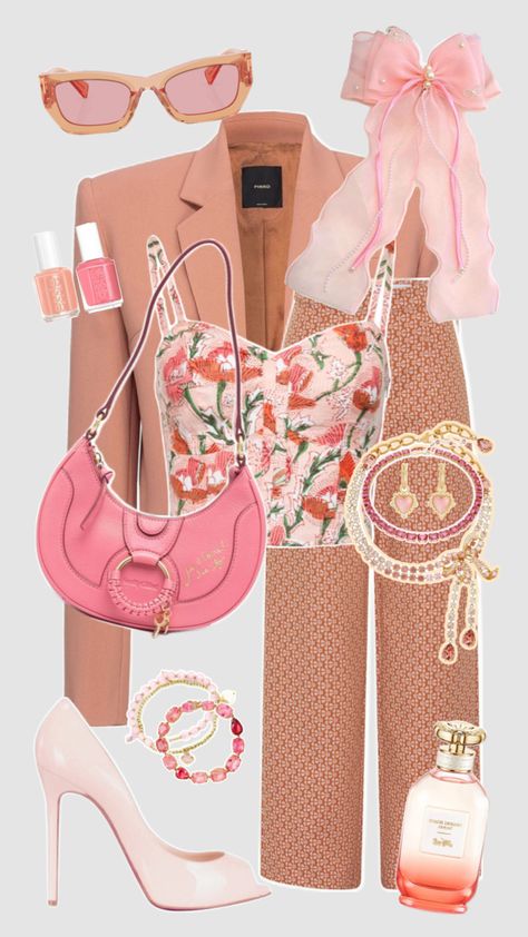 #outfitinspo #outfit #outfitideas #style #fashion #fashioninspo #preppy #preppyaesthetic #work #businesscasual #aesthetic #boss #cute #elegant #fancy #girly #soft #summer #pink #orange #sunset #trendy #fyp Peach Blush, Preppy Aesthetic, Virtual Fashion, Going Out Outfits, City Chic, Fashion Fits, Unique Fashion, New Look, Chic Outfits