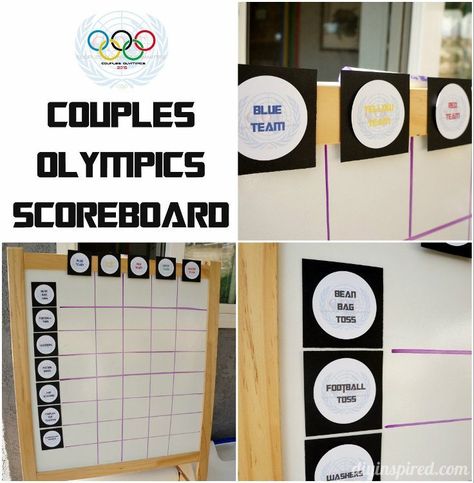 Olympics scoreboard Family Reunion Olympics, Beer Olympics Scoreboard, Couples Olympics, Olympics Party Ideas, Beer Olympics Party, Olympic Party Decorations, Office Olympics, Olympics Party, Party Points