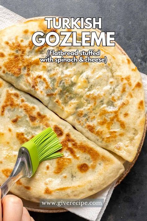 Learn to make Turkish Gozleme with this simple recipe! A traditional flatbread filled with ingredients like spinach and feta or minced meat. Follow our easy steps for a delicious snack or meal. Turkish Gozleme, Recipes For A Potluck, Gozleme Recipe, Mediterranean Restaurant, Bread Ideas, Minced Meat, Spinach And Feta, Dough Balls, Instant Yeast