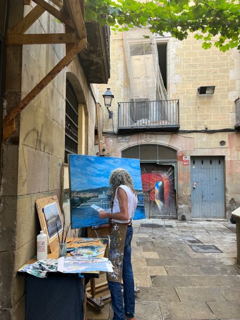 Painter Aesthetic Girl, Living In Spain Aesthetic, Painter Aesthetics, Barcelona Painting, Painter Aesthetic, Spain Girl, Spain Art, Spain Aesthetic, Dream Jobs