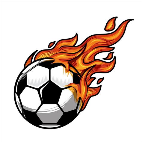 Soccer Ball Drawing, Soccer Graphics, Fire Football, Ball Illustration, Soccer Drawing, Football Clipart, Metal Drawing, Fire Vector, Football Drawing