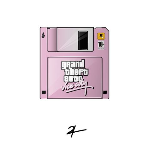 #streetwear #hypebeast  #graphicdesign #logo #artwork #GTA #GTAvice #disk #floppy #pink Gta Vice City, Trill Art, Dope Cartoons, City Artwork, Logo Artwork, Vice City, Hypebeast Wallpaper, Sneaker Art, Shirt Print Design