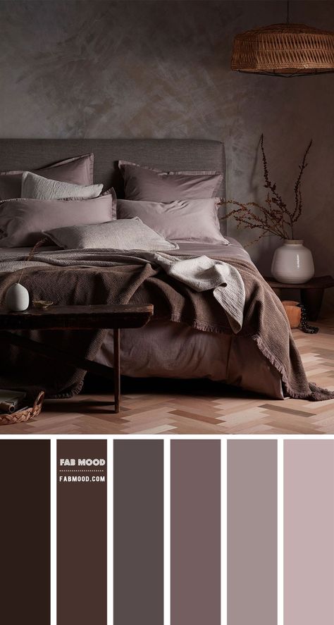 Color inspiration Archives - Fabmood | Wedding Colors, Wedding Themes, Wedding color palettes Plum Bedroom, Mauve Bedroom, Japandi Bedroom Ideas, Mauve Colour, Japandi Bedroom, Bedroom Colour, Bedroom Colour Palette, Minimalist Bed, Gray Walls