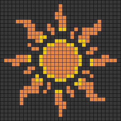 Alpha pattern #50283 variation #80081 | BraceletBook Sun Grid Pattern, Pixel Bee Art, Pixel Art Crochet Bag, Evil Eye Alpha Pattern, 30 X 30 Pixel Art, Pixel Art 20x20 Grid, Sun Alpha Pattern, Sun And Moon Pixel Art, Pixel Art Grid Crochet