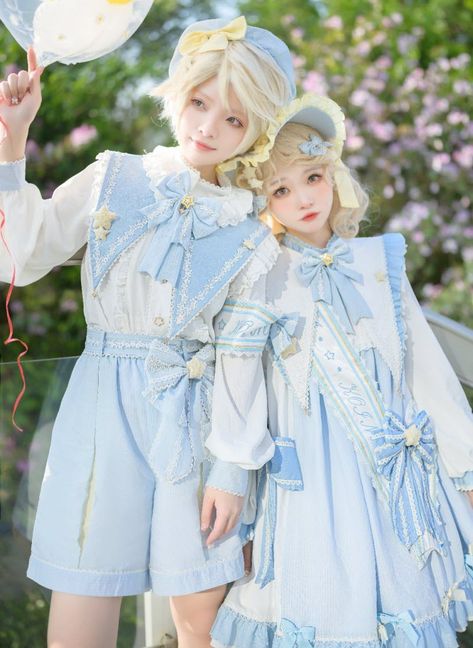 The Fantastic Twins Ouji Blouse and Ouji Shorts Set Twins Posing, Kawaii Outfit Ideas, Op Dress, Lolita Outfits, Twin Outfits, Dress Up Dolls, Kawaii Clothes, Lolita Dress, Gothic Lolita