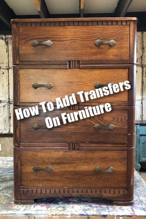 Transfers On Furniture, Cheap Furniture Makeover, Easy Furniture Makeover, Diy Furniture Makeover Ideas, Vintage Furniture Makeover, Furniture Appliques, Furniture Renovation, Creative Furniture, Furniture Hacks