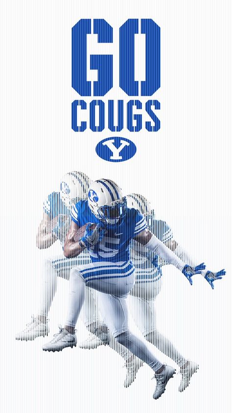 BYU Byu Football Wallpaper, Sport Outfit Women, Byu Football, Covers Facebook, Sport Posters, Sports Advertising, Football Recruiting, Team Design, Sport Craft