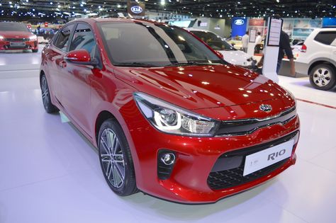 #Kia #Rio Sedan showcased at the 2017 #DubaiMotorShow Kia Rio Hatchback, Kia Rio Sedan, 2017 Cars, Kia Rio, Expensive Cars, New Car, On Display, New Cars, Dubai