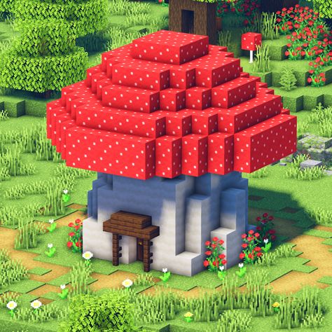 Minecraft Mushroom House Survival Base Minecraft Mushroom Tutorial, Minecraft Building Ideas Mushroom House, Mushroom Hut Minecraft, Mushroom Village Minecraft, Minecraft Mushroom House Tutorial, Minecraft Mushroom Village, Minecraft Mushroom Builds, Minecraft Mushroom House, Minecraft Mushroom