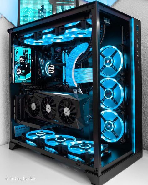 Gaming Computer Room, Custom Computer Case, Gaming Computer Setup, Game Computer, Computer Gaming Room, Gaming Pc Build, Gamer Setup, Video Game Shop, Pc Build