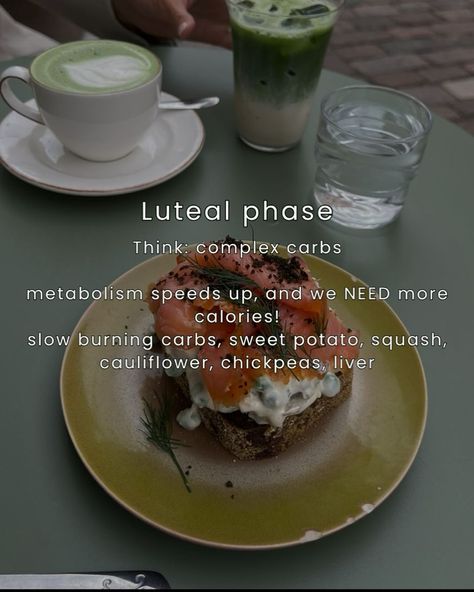 how to eat in each phase 🥗 our hormones change basically every week during our cycle, and with our changing hormones, our nutritional needs change as well! menstrual phase: bleeding phase (lasts 3-7 days) think keto/paleo/grain-free. we do NOT need the extra carbs and sugar in this phase. in fact, they make us feel worse in this phase. eat beets & red meat for iron, eat seafood & kelp for re-mineralization. think warming, hearty, nourishing foods like stews & soups. follicular phase: r... Follicular Phase Foods, Menstrual Phase Foods, Cycle Health, Menstrual Phase, Follicular Phase, Complex Carbs, Menstrual Health, Nourishing Foods, Keto Paleo