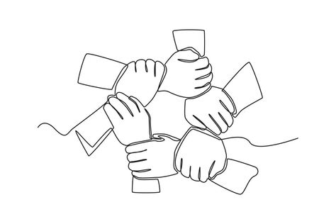 Single one line drawing children's hand form Teamwork. Team work concept. Continuous line draw design graphic vector illustration. Teamwork Aesthetic Illustration, Social Work Background, Team Work Aesthetic, Teamwork Drawing, Team Work Illustration, Teamwork Illustration, Team Aesthetic, Team Illustration, Support Illustration