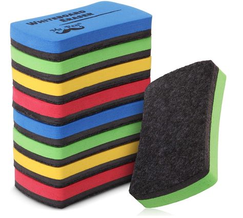 Pack Of 8 Whiteboard Erasers In 4 Assorted Colors Perfect Size: 4 x 2 x 0.7 Inch, Fits Great in Your Hand Magnetic For Easy Attachment To The Board Ideal For Home, Office And School Works well on all melamine, painted steel, porcelain, glass and other dry erase surfaces Elementary School Supplies, Magnetic Whiteboard, Whiteboard Eraser, Pen Brands, Pen Store, Teacher Desk, Magnetic White Board, Pencil Pen, Kids Classroom