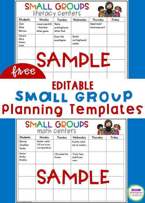 If you love teaching in small groups, these planning templates are the perfect teacher resource for you! We all know so much learning happens in small groups, because we can work with students at their level in a way that speaks to them. But it can take so much planning and time to prepare. That’s why we have these Editable Math and Literacy Kindergarten Small Group Planning Templates that I think will really help you out. Perfect for Pre-K and Kindergarten teachers! Small Group Planning Template Free, Special Ed Small Groups, Pre K Small Group Ideas, Math Small Group Lesson Plan Template, Pre K Small Group Organization, Preschool Small Group Organization, Math Small Groups Kindergarten, High Scope Small Group Activities, Small Groups Preschool