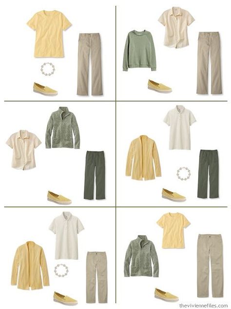 six ways to wear yellow with olive or khaki for warm weather Ootd Warna Khaki, Earth Tone Style Hijab, Yellow And Khaki Outfit, Yellow And Beige Outfit, Colorful Outfits Hijab, Yellow And Green Outfit, Celana Khaki, Earth Tone Style, Yellow Hijab