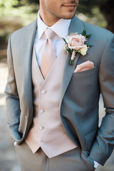 pastel groom suit Men Groom Suits Wedding Ideas, Pastel Wedding Theme Groomsmen, Pastel Wedding Suit, Colorful Groom Suit, Pastel Wedding Groomsmen, Light Grey Suit Men Wedding, Pastel Groomsmen, Gray Wedding Suit, Wedding In Mountains