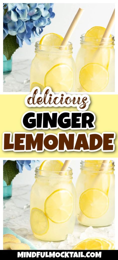 Sparkling Ginger Lemonade, Ginger And Lemon Drink, Strawberry Ginger Lemonade, Lemonade Ginger Ale Punch, Lemon Drinks Nonalcoholic, Ginger Ale Drinks Non Alcoholic, Ginger Drinks Healthy, Lemon Ginger Drink Recipe, Ginger Lemonade Recipe